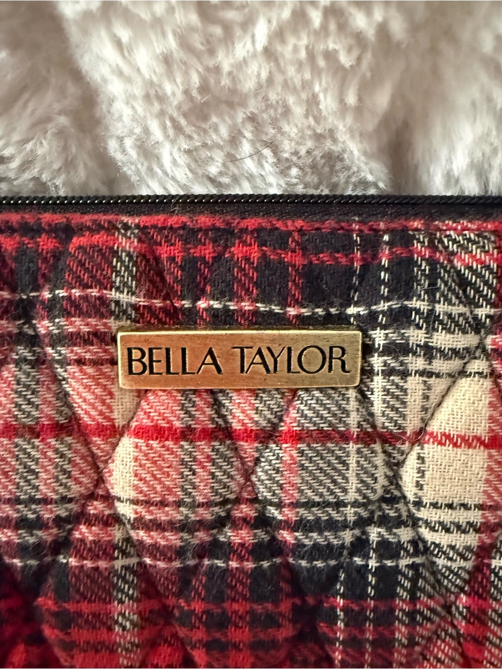 Bella Taylor Red Plaid Quilted Wristlet